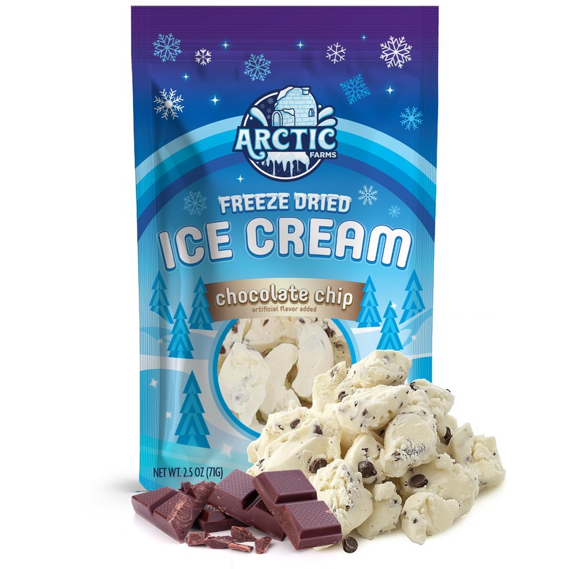 Arctic Farms Freeze Dried Ice Cream Bits Bagged And Boxed – Does Not Melt (Chocolate Chip, 2.5Oz)