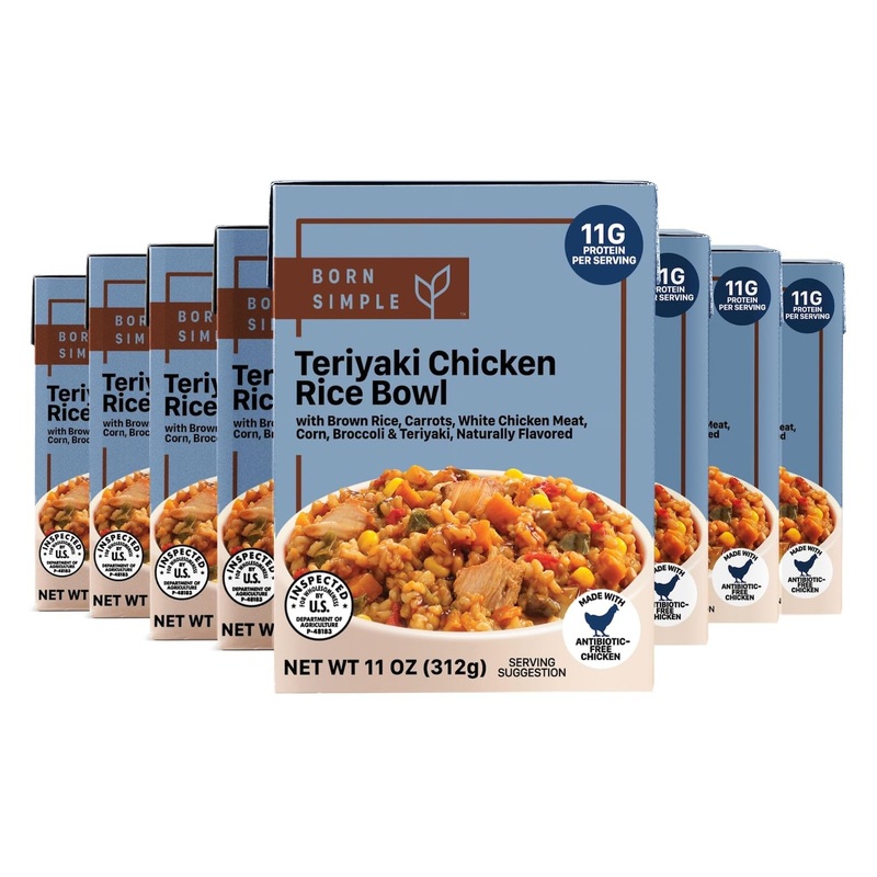 Born Simple Prepared Meals – Ready To Eat Teriyaki Chicken Rice Bowl | 10G Protein | 11 Oz (Pack Of 8)