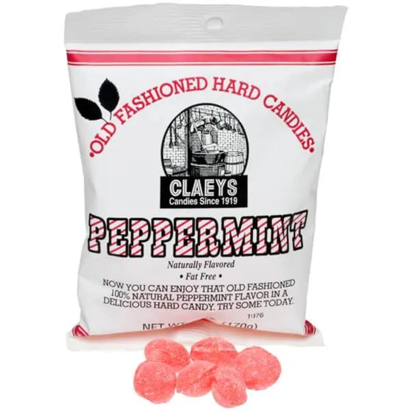 Claeys Hard Candy Drops Bags – Peppermint: 12-Piece Box