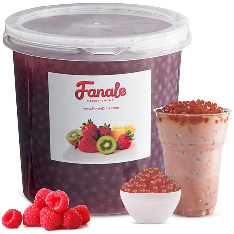 Fanale Raspberry Popping Boba Pearls, Vegan, Non Gmo, Gluten Free, Fat Free, Perfect For Bubble Tea, Smoothies, Ice Cream, Desse