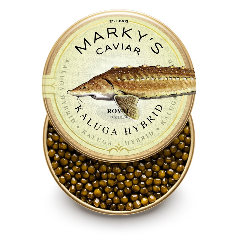 Marky’S Kaluga Royal Amber Sturgeon Caviar – 1 Oz / 28 G – Malossol Kaluga Fusion Black Roe – Guaranteed Overnight
