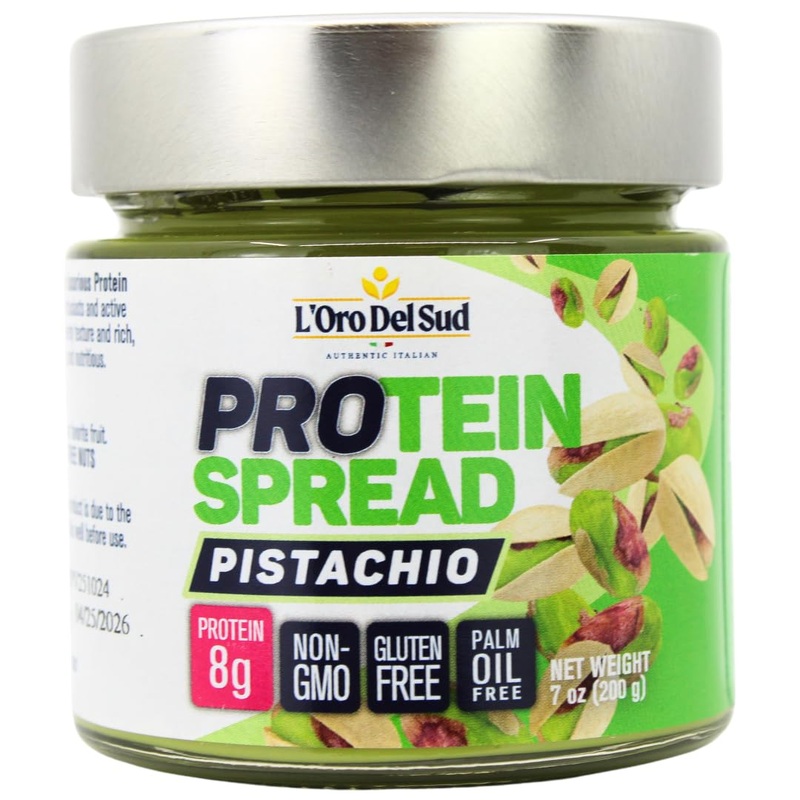 Pistachio Cream With Protein, High Protein, 8G Protein Per Serving, 7 Oz, Non Gmo, Product Of Italy, Loro Del Sud (Pistachio)