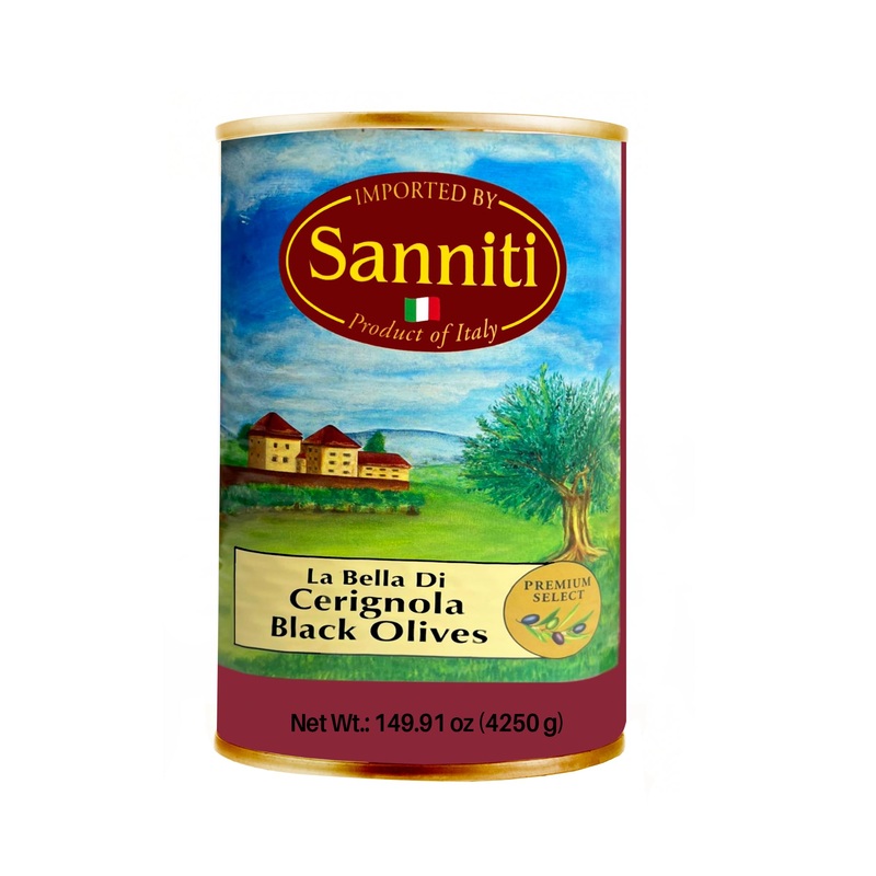 Sanniti La Bella Di Cerignola Black Olives | Premium Select | Product Of Italy, 149.91 Oz (4250G)