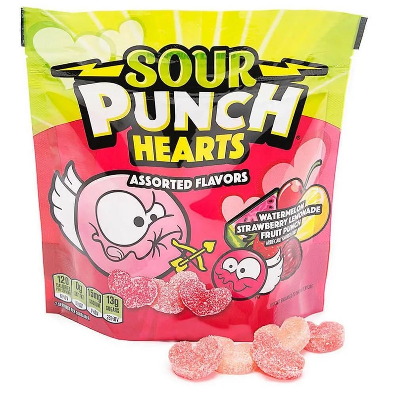 Sour Punch Chewy Candy Hearts: 9-Ounce Bag