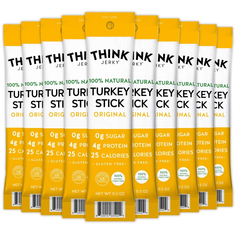 Think Jerky All-Natural Turkey Sticks, Gluten And Sugar Free, No Nitrates, Keto Paleo Friendly High Protein Low Carb Meat Snack