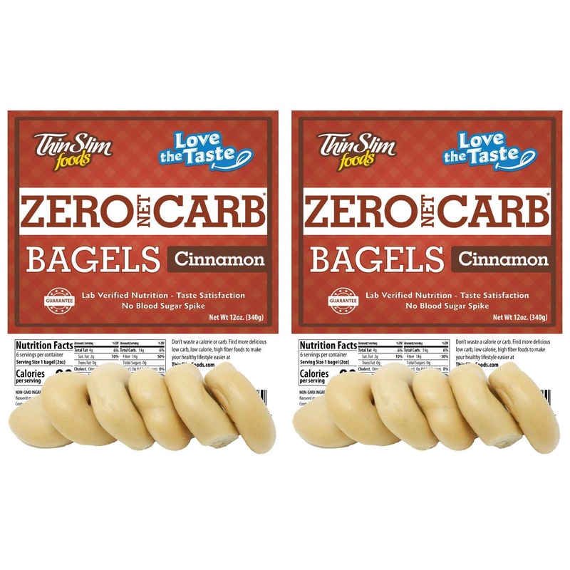 Thinslim Foods Keto Bagels | Keto Bread Alternative | Low Carb Cinnamon, 2 Pack (6 Diet Bagels Per Keto Friendly Food Pack)