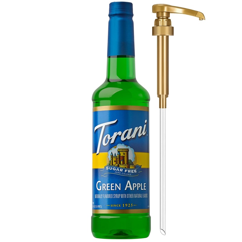Torani Sugar Free Syrup, Green Apple Flavoring For Drinks, Zero Calorie, Pump Included, 25.4 Fl Oz