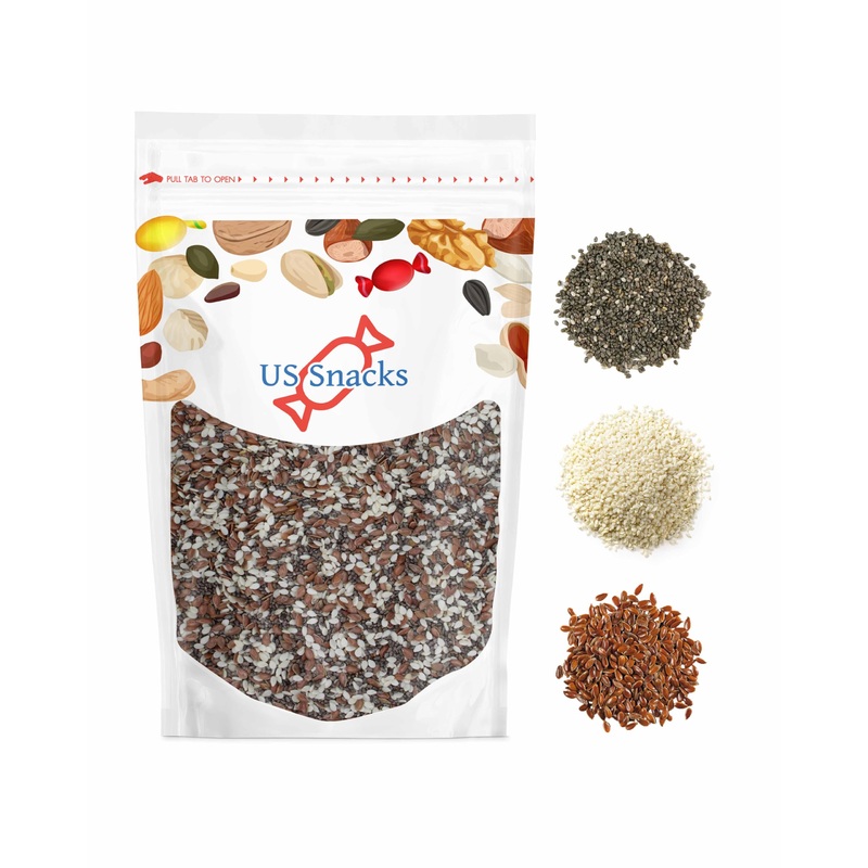 Us Snacks – Super 3 Seeds Mix, Blend Of Premium Quality Flaxseed, Chia Seeds, And Sesame Seeds Superfood (16 Ounce Super Mix)