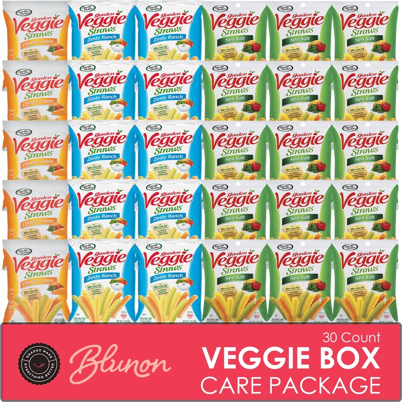 Veggie Straw Variety Pack – Assortment Of Garden Sea Salt, Cheddar Cheese And Zesty Ranch Snack Size – Care Package Gift Box (30