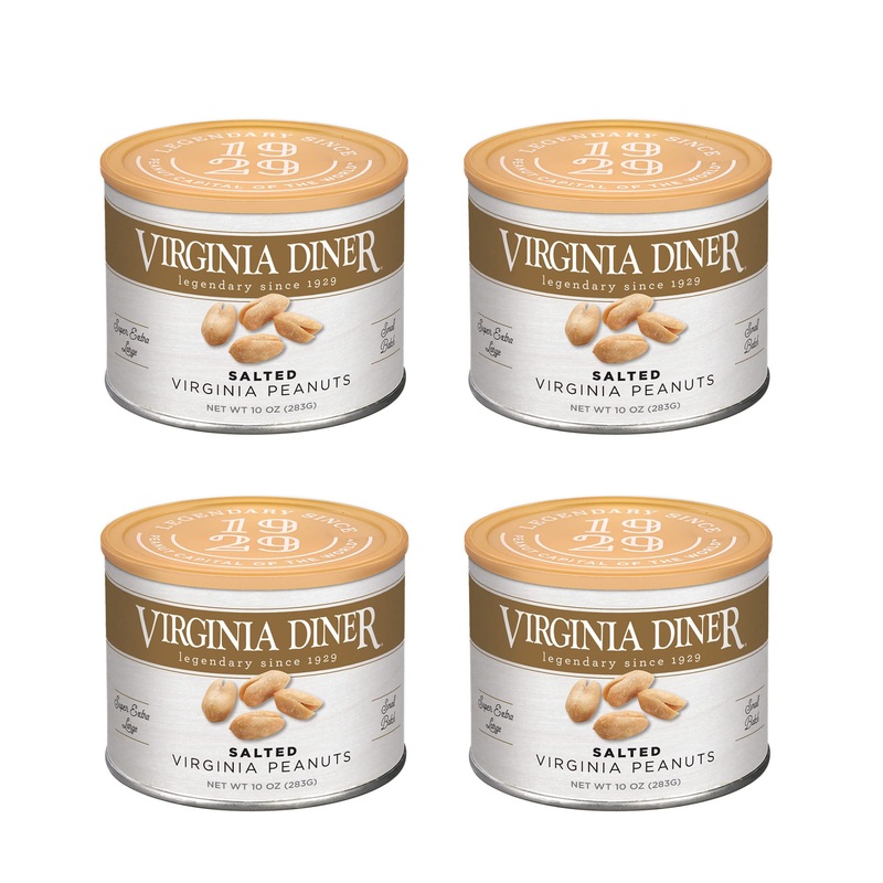 Virginia Diner All Natural Gourmet Virginia Nuts Blister Roasted Super Xl Peanuts Heart Healthy Snack Or Gift 9Oz (4 Pack) Salte