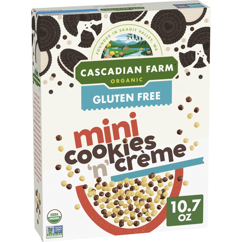 Cascadian Farm Organic Mini Cookies N Creme Breakfast Cereal, Made With Whole Grain, Non-Gmo, 10.7 Oz