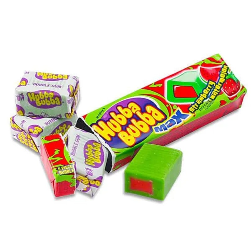 Hubba Bubba Max Bubble Gum Packs – Strawberry Watermelon: 18-Piece Box