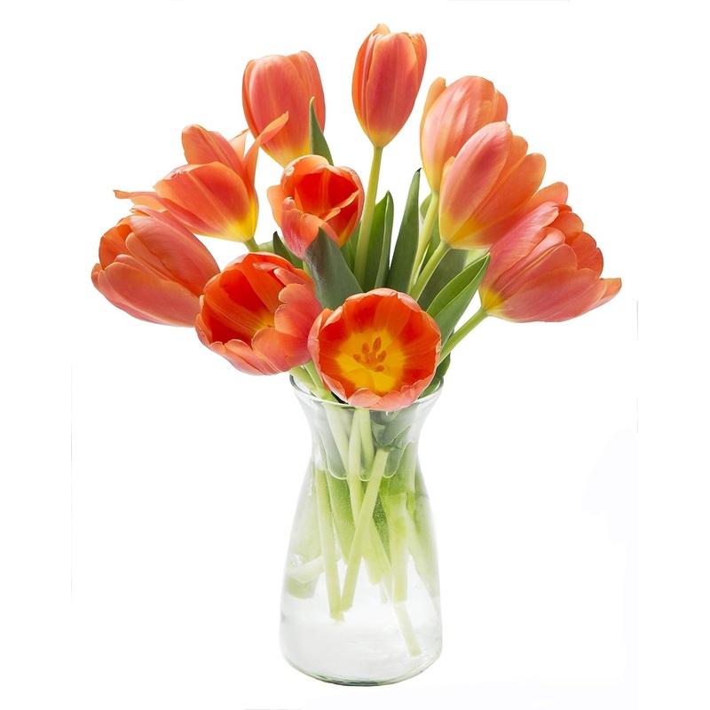 Kabloom Flowers -Valentine’S Day Collection – 10 Orange Tulips With Vase, Gift For Birthday, Sympathy, Anniversary, Get Well, Th