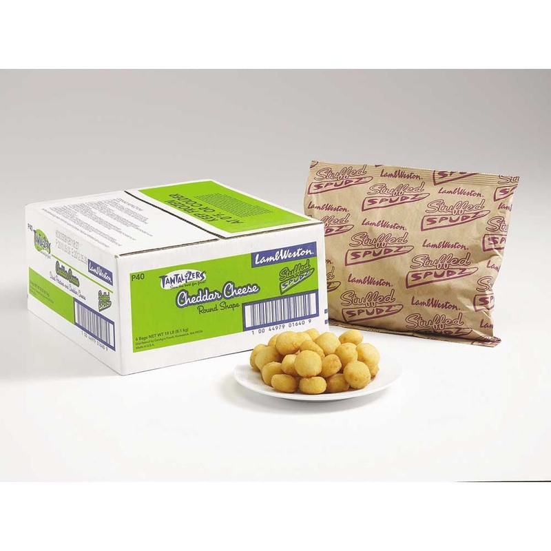Lamb Weston Tantalizers Stuffed Spudz Round Cheddar Cheese, 3 Pound — 6 Per Case.