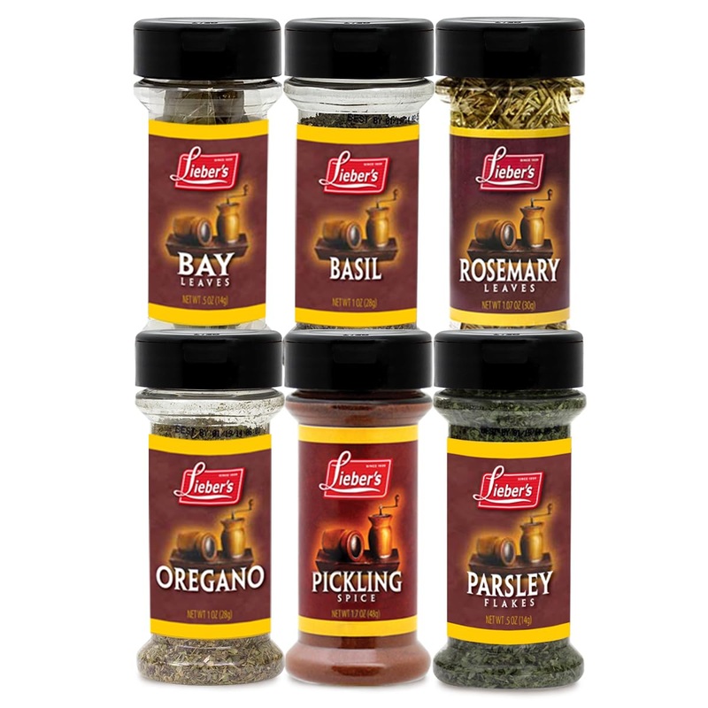Lieber’S Spice Set, Complete New Home Starter Seasoning Kit, 6 Piece Herbs Gift Set Featuring Oregano, Basil, Parsley Flakes, Ro