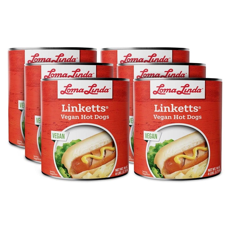 Loma Linda – Plant-Based Hot Dogs (96 Oz Linketts, 6 Pack)