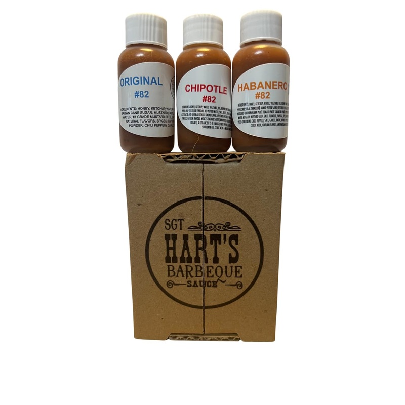 Sgt. Harts Bbq Sauce Mini Sampler 3 Flavor Pack (Original, Chipotle, Habanero) 1 Oz Each |Barbecue Sauce For Chicken, Beef, Pork