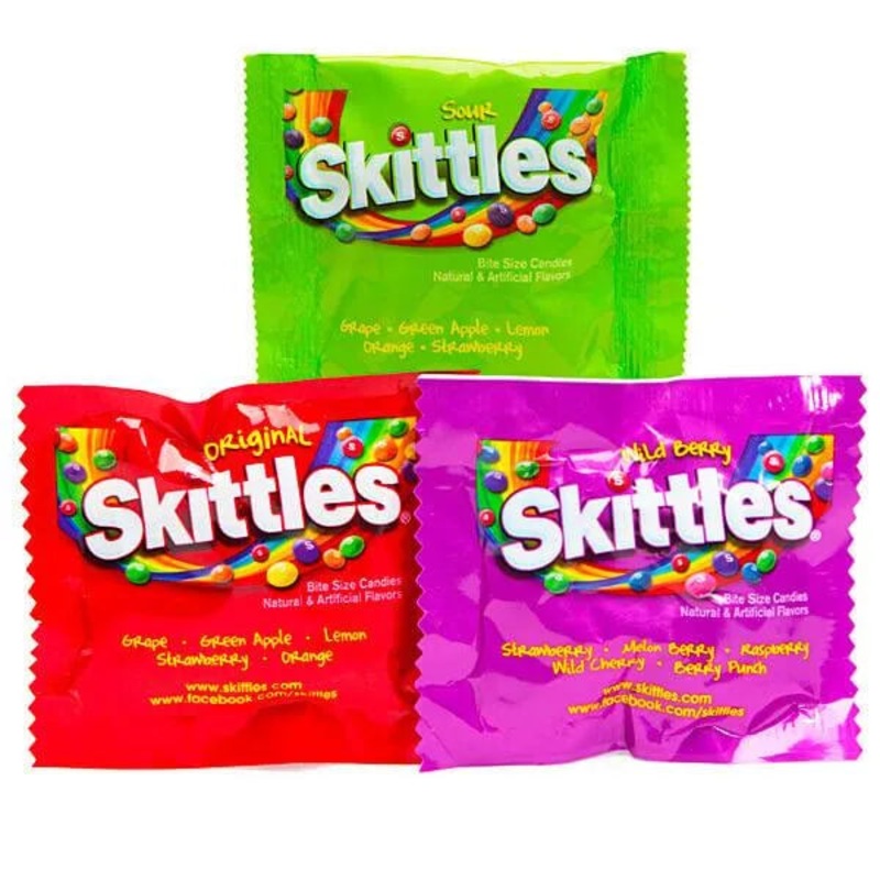 Skittles Candy Fun Size Packs – Assortment: 45-Piece Bag