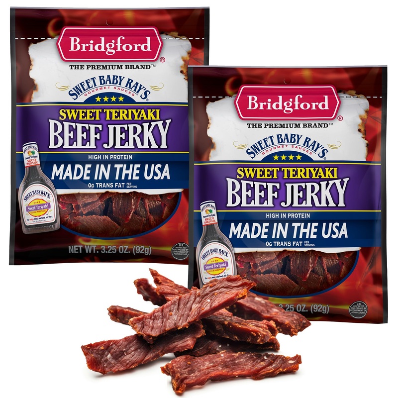 Bridgford Sweet Baby Rays Beef Jerky Sweet Teriyaki 3.25 Oz Pack Of 2 – Protein-Rich Snacks For Low Carb And High Protein Diets