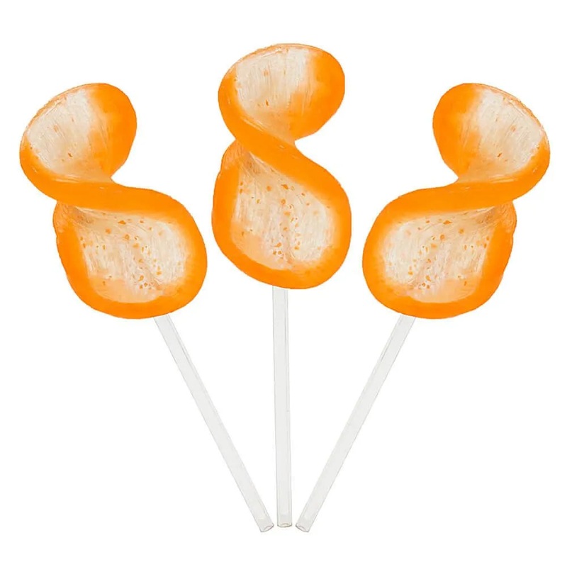 CurlyCutes Petite Crystal Ribbon Pops – Orange: 20-Piece Jar