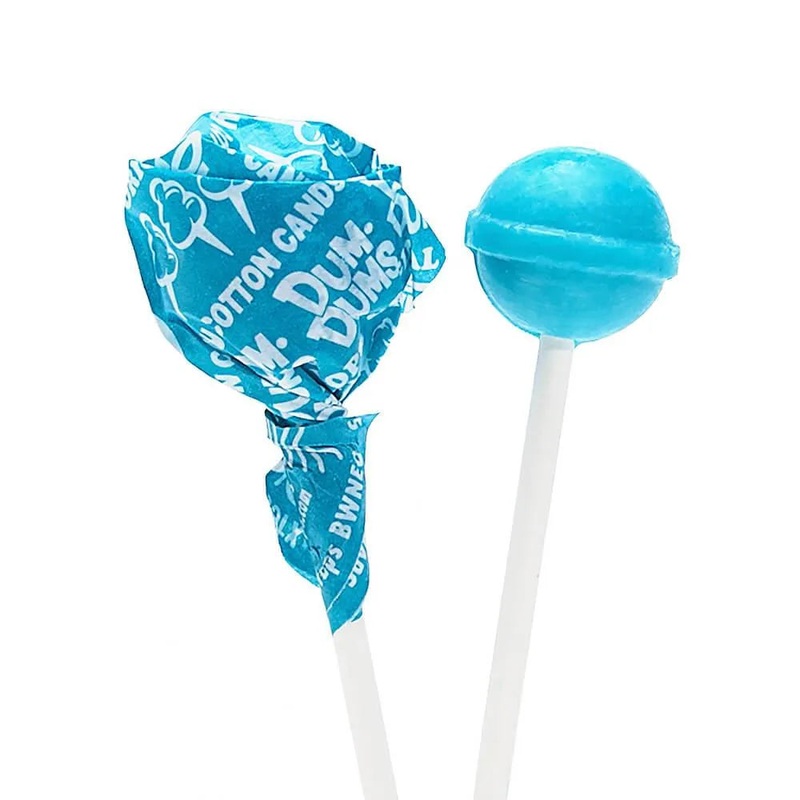Dum Dums Caribbean Blue Party Pops – Cotton Candy: 75-Piece Bag