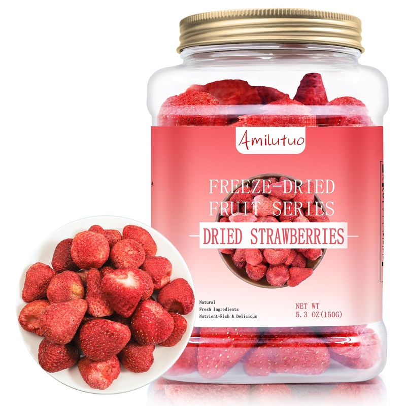 Freeze Dried Strawberries, 3.52Oz/100G Whole Freeze Dried Fruit, Whole Dehydrated Strawberry For Milk, Milkshakes, Breakfast, Ce