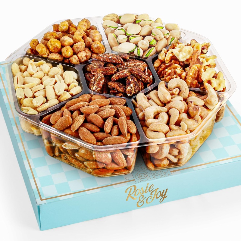 Gourmet Mixed Nuts Gift Basket | Christmas Platter Includes 7 Assortments Of Delicious Premium Nuts, Ideal For Christmas, Corpor