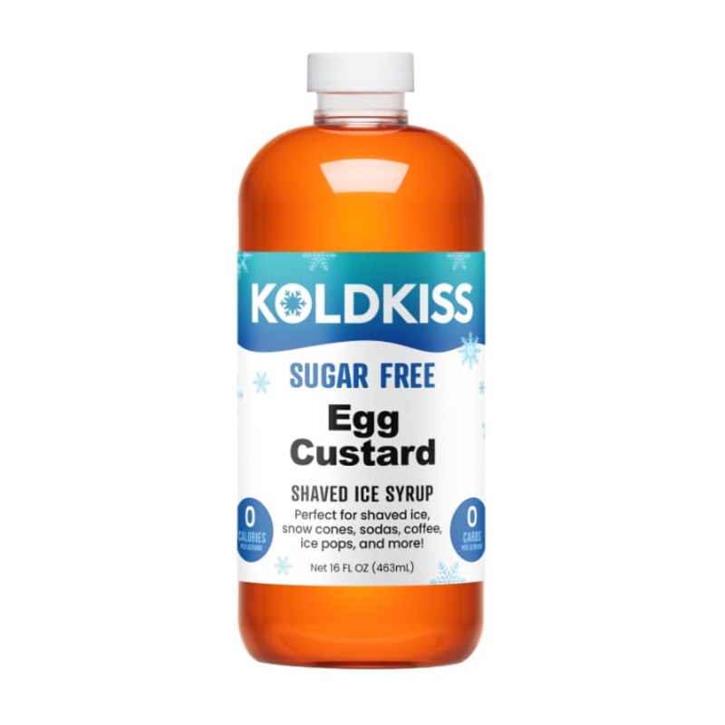 Koldkiss Sugar Free Egg Custard Shaved Ice, Hawaiian Shaved Ice & Snow Cone Syrup – 16 Fl Oz Pints | Perfect For Parties, Milksh