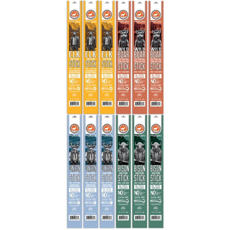 Pearson Ranch Since 1959 Meat Sticks Variety – Elk, Buffalo, Venison, Wild Boar – Exotic Jerky Sticks, No Added Nitrites, High-P