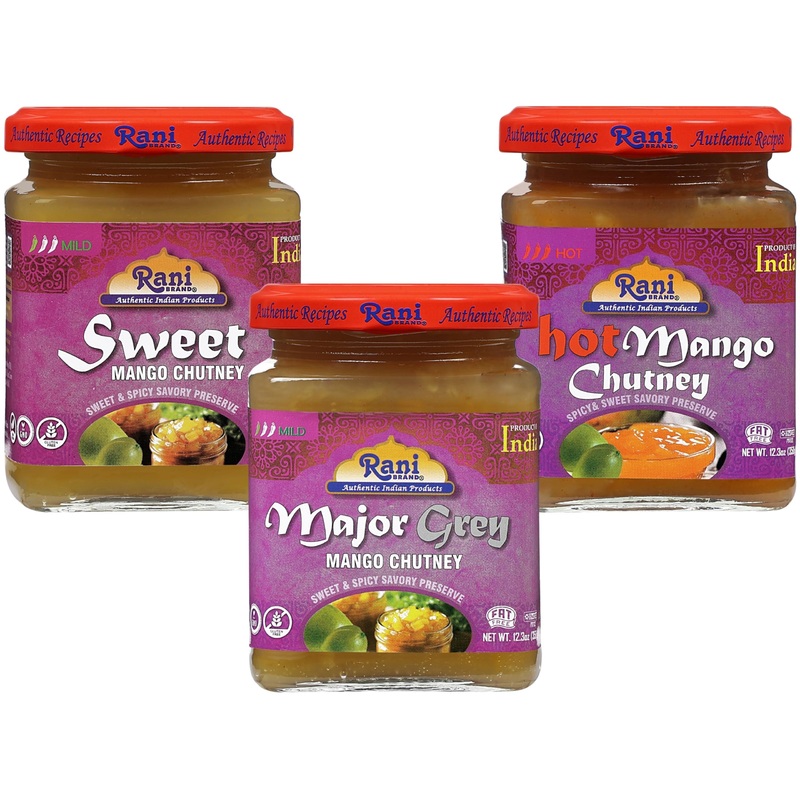 Rani 3-In-1 Mango Chutney (Hot, Sweet, Major Grey) 12.3Oz (350G) Glass Jar, Ready To Eat, Vegan ~ Gluten Free, All Natural, Non-