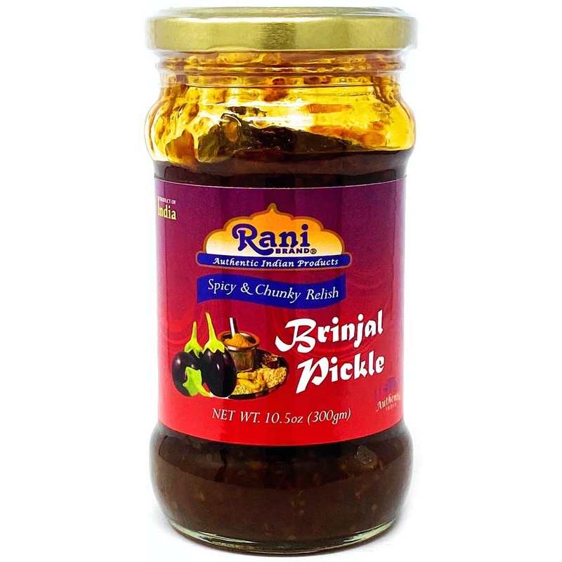 Rani Brinjal (Eggplant) Pickle Mild (Achar, Spicy Indian Relish) 10.5Oz (300G) Glass Jar ~ Vegan | Gluten Free | Non-Gmo | No Co
