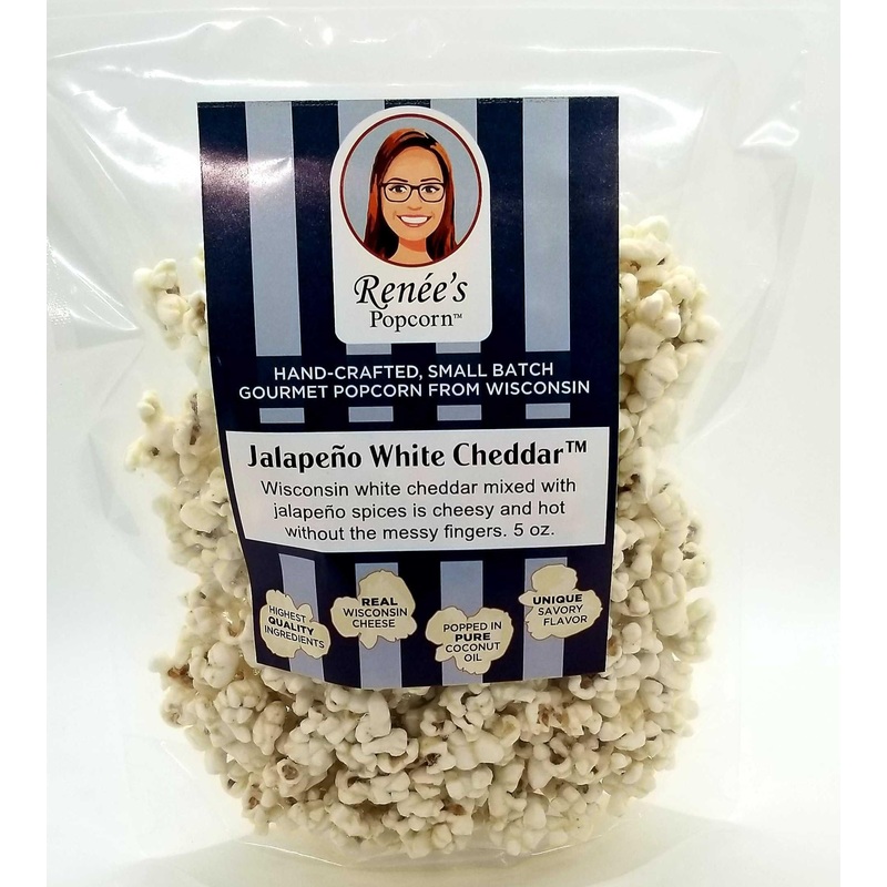 Ren  Es Jalapeo White Cheddar  Gourmet Popcorn – Wisconsin White Cheddar Meets Bold Yet Mild Jalapeo Heat On Fresh Popped Corn,