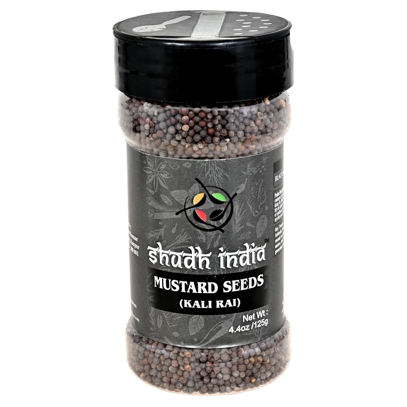 Shudh India Black Mustard Seeds Whole Spice (Kali Rai) 4.4Oz (125G) Pet Jar ~ All Natural | Gluten Friendly | Non-Gmo | Vegan |