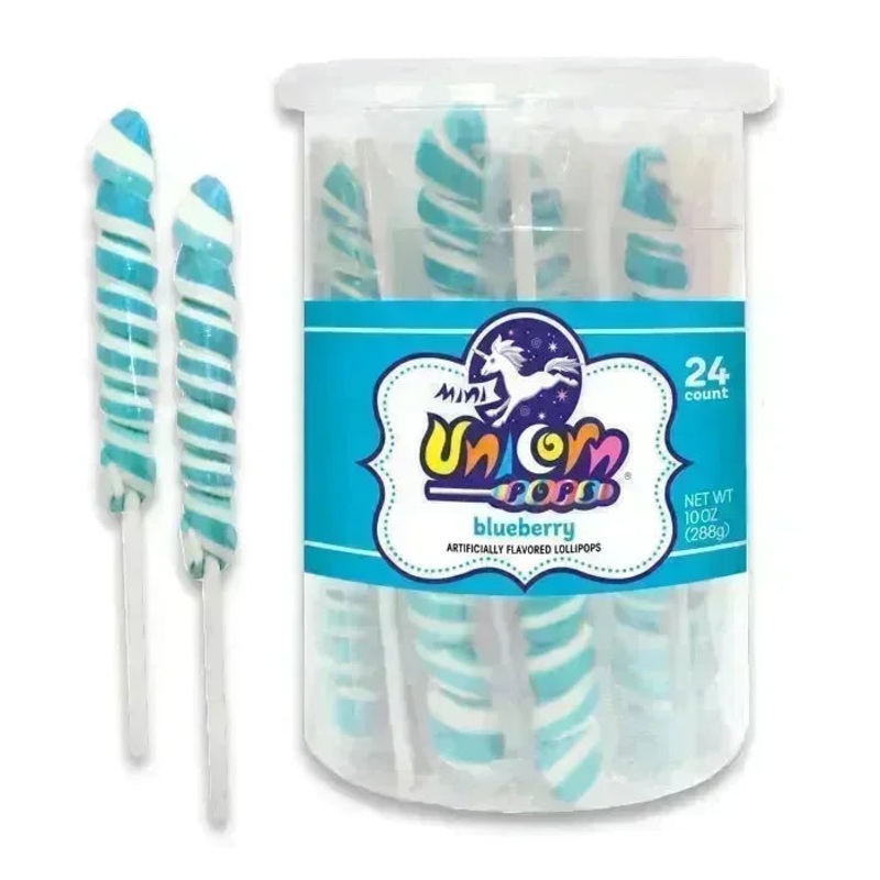 Unicorn Pops Twist Suckers – Light Blue: 24-Piece Jar