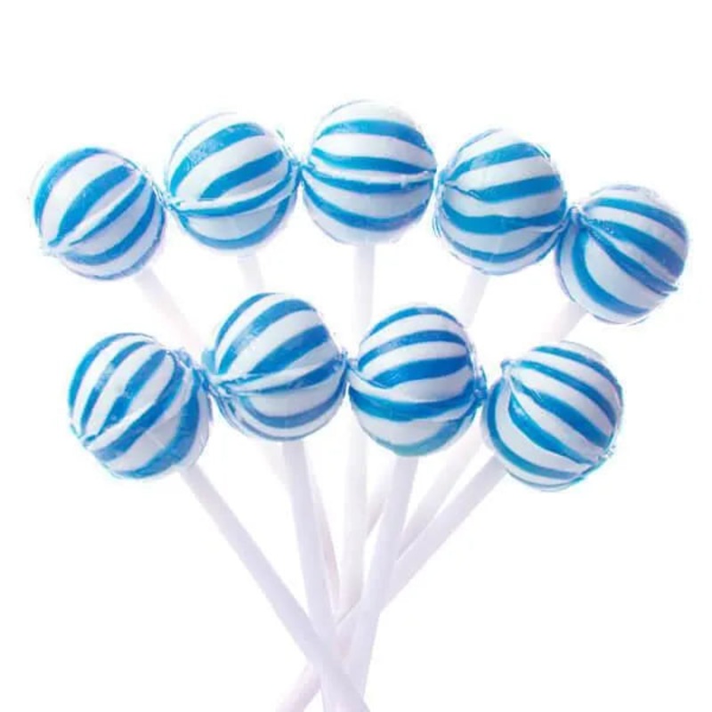 YumJunkie Sassy Spheres Blueberry Blue Striped Ball Lollipops – Petite: 400-Piece Bag