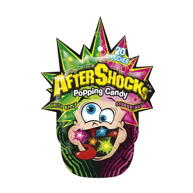AfterShocks Popping Candy Packs – Green Apple and Strawberry: 16-Piece Box