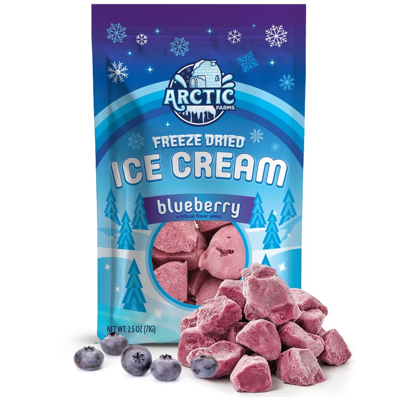 Arctic Farms Freeze Dried Ice Cream Bits Bagged And Boxed – Does Not Melt (Blueberry, 2.5Oz)