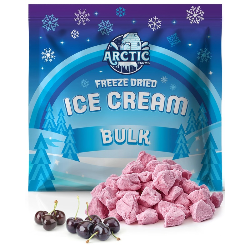 Arctic Farms Freeze Dried Ice Cream Bits Bulk – Does Not Melt (Black Cherry) (1Lb)