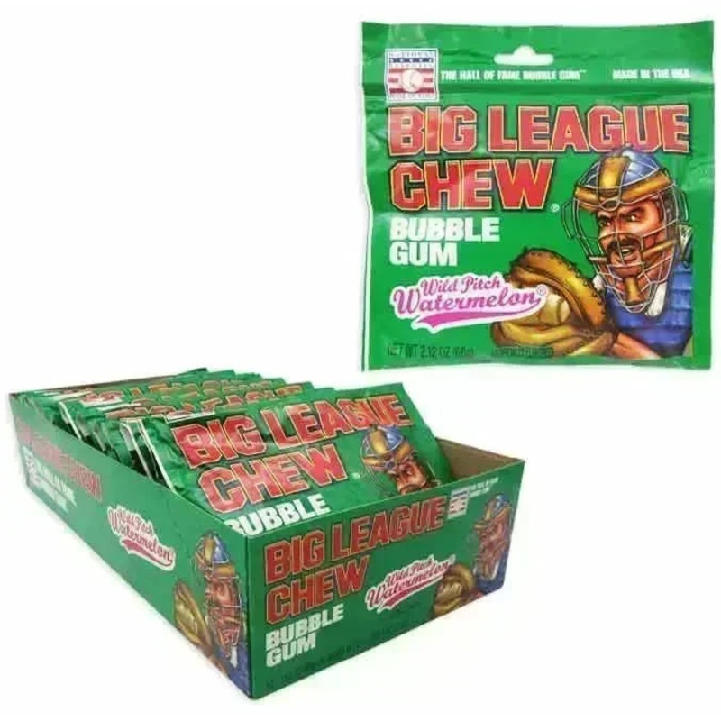 Big League Chew Bubble Gum Packs – Watermelon: 12-Piece Box
