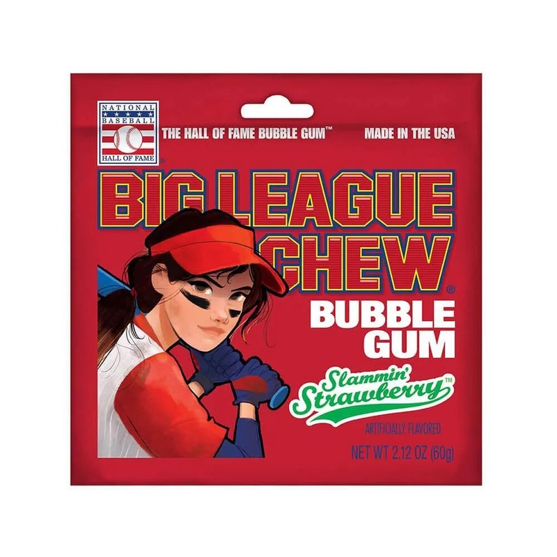 Big League Chew Slammin Strawberry Bubble Gum – 12 Piece Box