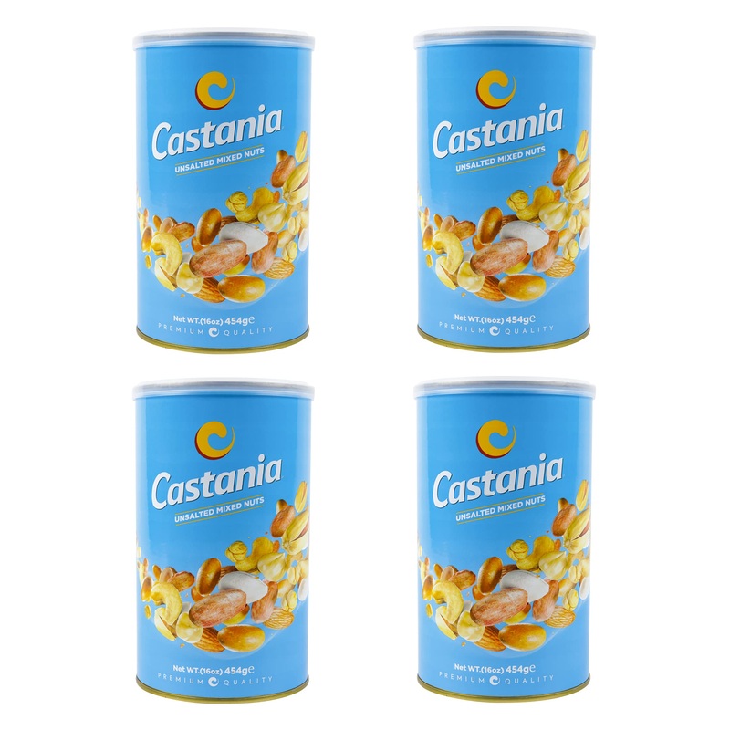 Castania Lebanese Nuts, Low Salt Mix, Pistachios, Almonds, Cashews, Hazelnuts, Peanuts, Pumpkin Seeds, And Chickpeas 16Oz (Pack