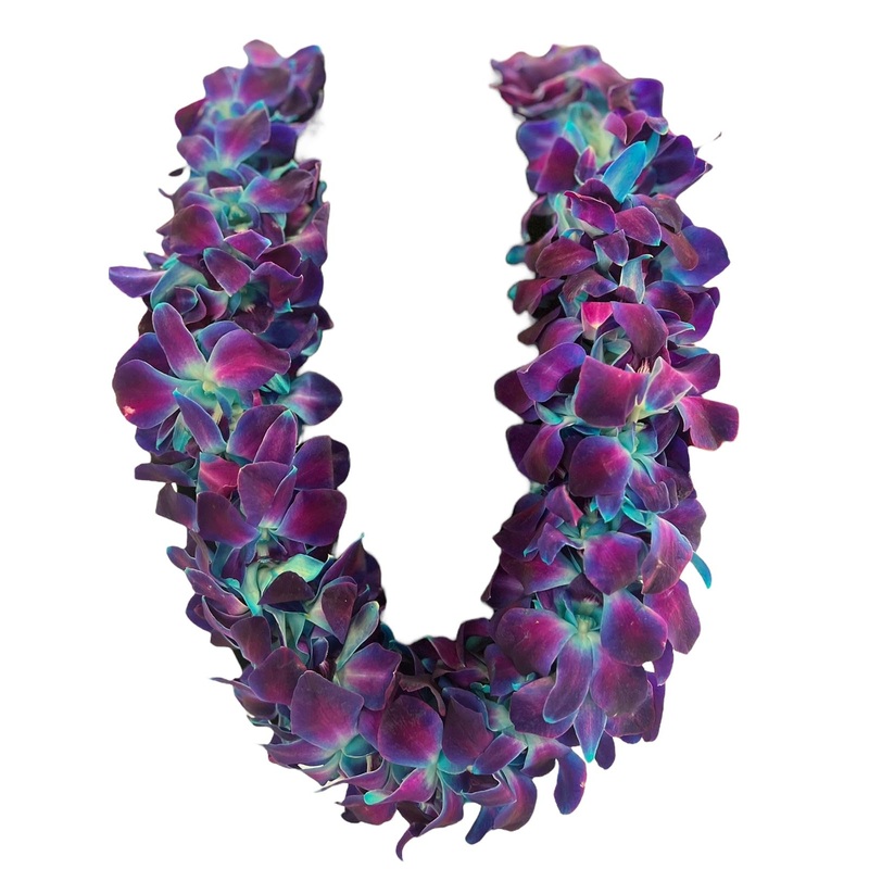 Fresh Hand Made Dendrobium Orchid Lei Purple (White)