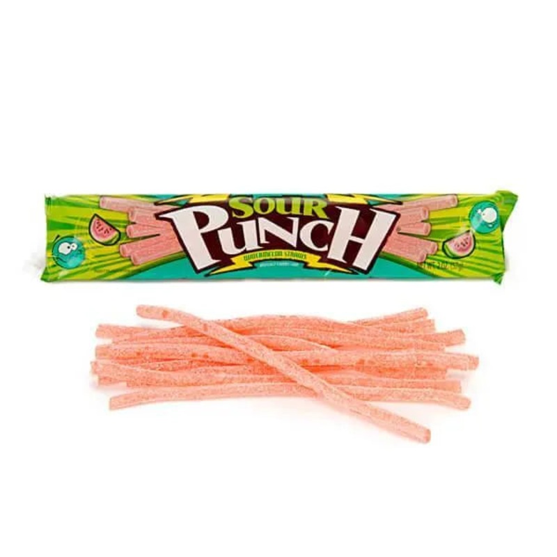 Sour Punch Straws 2-Ounce Packs – Watermelon: 24-Piece Box