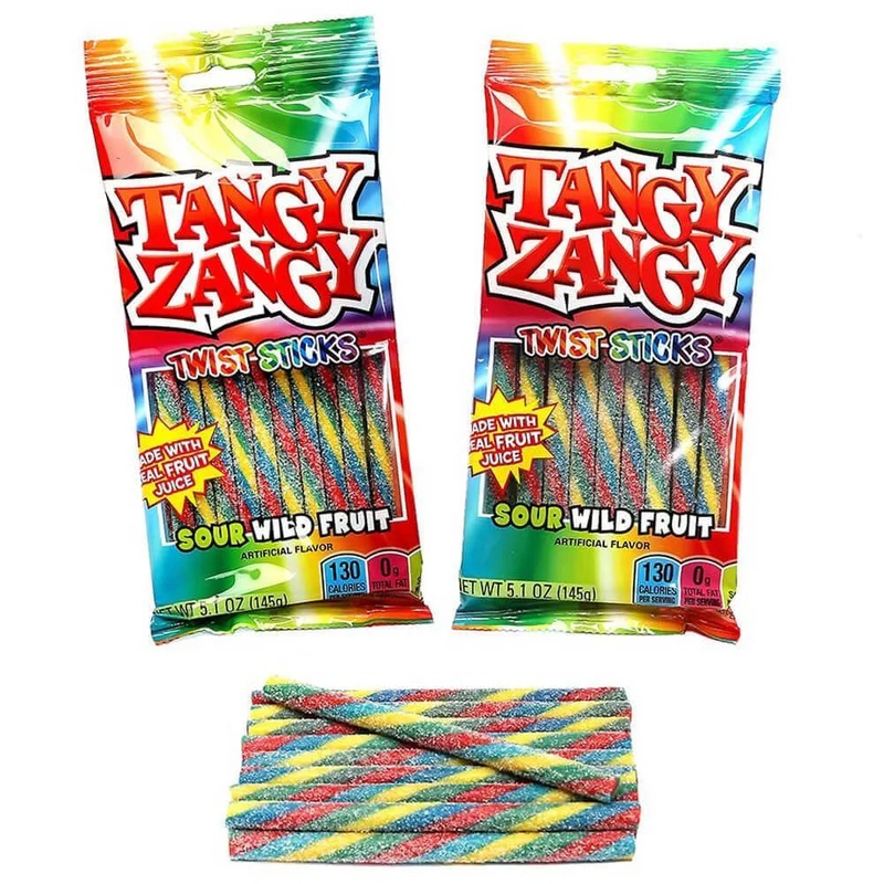 Tangy Zangy Twist Sticks Candy Packs – Sour Wild Fruit: 12-Piece Box