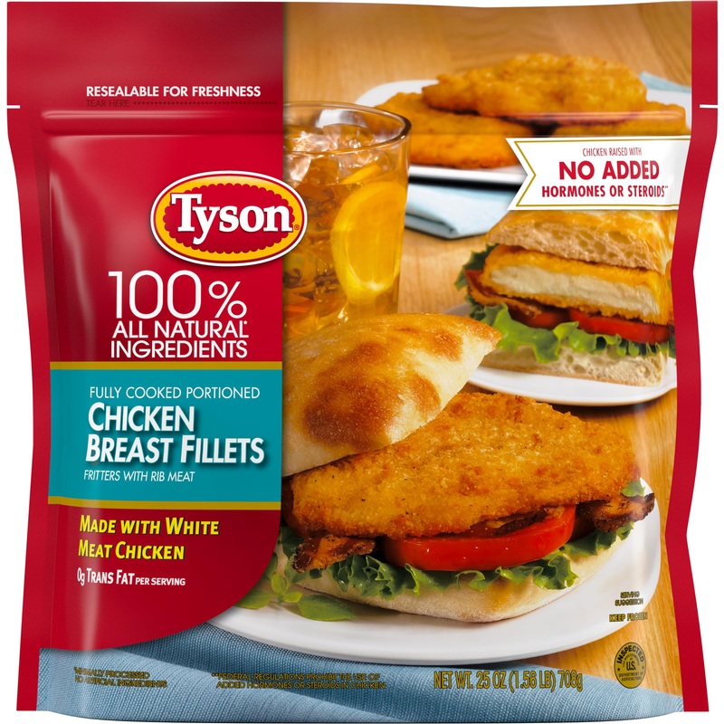 Tyson Fully Cooked Chicken Breast Fillets, 25 oz – Frozen, Convenient Protein for Quick Meals, High-Quality, Tender & Juicy