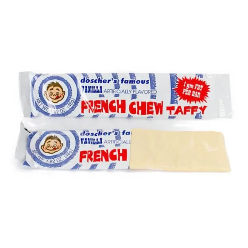 Doscher’s French Chew Taffy Bars – Vanilla: 24-Piece Box