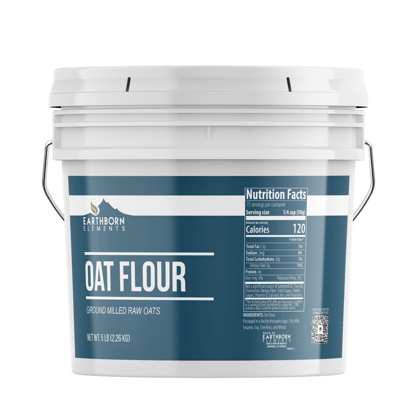 Earthborn Elements Oat Flour 1 Gallon Bucket, Baking, Versatile