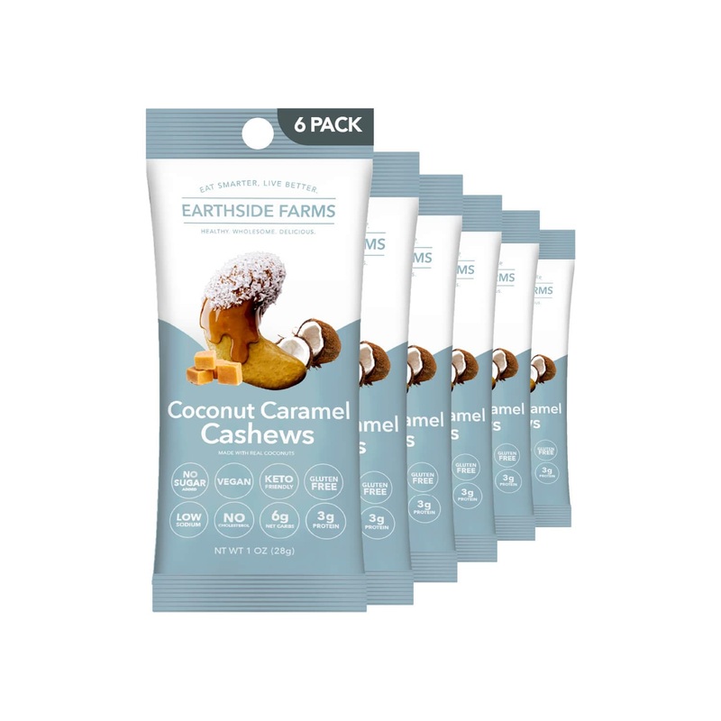 Earthside Farms Cashews, A Keto Friendly, Low Carb, Low Sugar Snack, Individual Packs Of Sweet And Crunchy Nut Coated In A Sweet