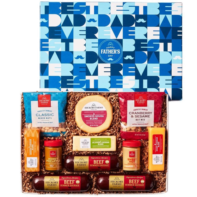 Hickory Farms Signature Beef Meat And Cheese Father’S Day Food Gift Basket (With Lid) – Box Set | Charcuterie Food Items | Summe