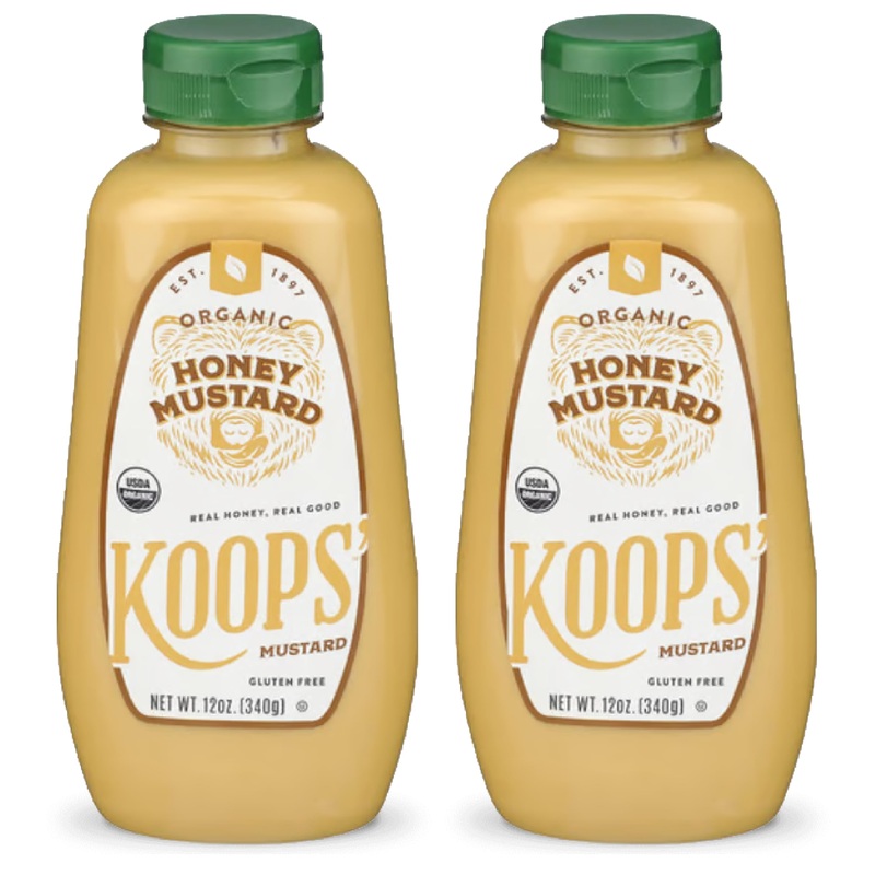 Koops’ Organic Honey Mustard – Gourmet Mustard, Gluten-Free, Kosher, Made In Usa, From Quality Mustard Seeds, Honey Mustard Sauc